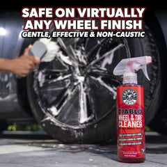 Chemical Guys spray application for efficient wheel cleaning on vehicles