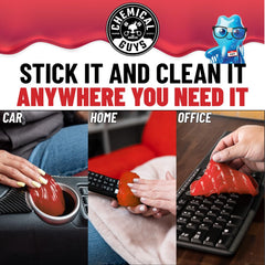 Chemical Guys Sticky Icky gel removing crumbs from a cup holder quickly.