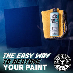 Close-up of C4 removing swirls and scratches on a clear coat
