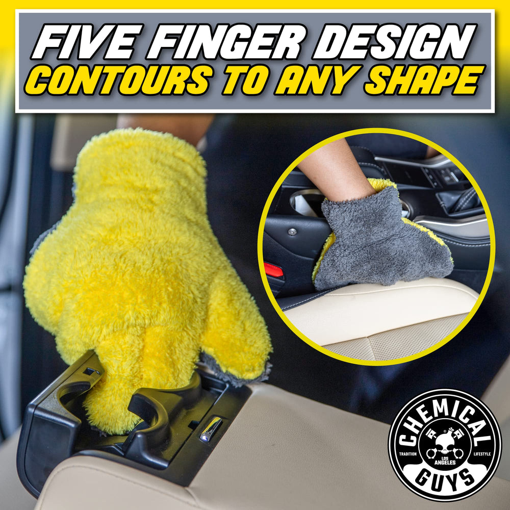 Chemical Guys The Stranger mitt pack shot highlighting yellow and black