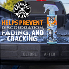 Chemical Guys Tire Kicker sprayable tire shine enhances engine bay plastics for a clean look