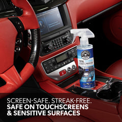 Chemical Guys Total Interior Cleaner on glass for streak-free clarity
