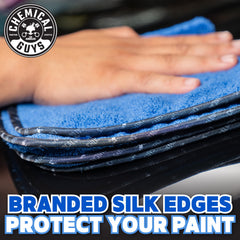 Chemical Guys professional-grade blue microfiber towel for scratch-free detailing