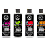 Chemical Guys V Line 4-bottle kit shown for professional-grade paint correction at home.