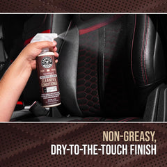 Chemical Guys VentRight application with microfiber towel on ventilated leather.