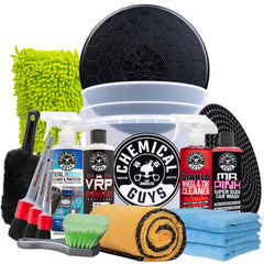Chemical Guys wash bucket with dirt trap lid for mess-free car cleaning at home