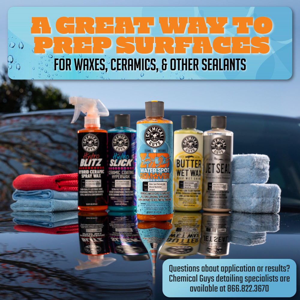 Chemical Guys water spot remover gel on stainless steel exterior cleans mineral spots