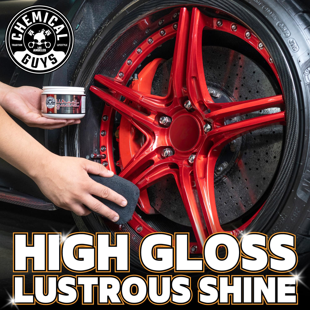 Close-up of Wheel Guard creating a glossy protective layer.