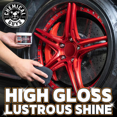Close-up of Wheel Guard creating a glossy protective layer.