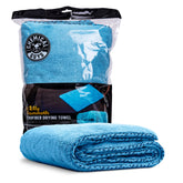 Chemical Guys Woolly Mammoth drying towel blue shows massive absorbency for fast, streak-free drying.
