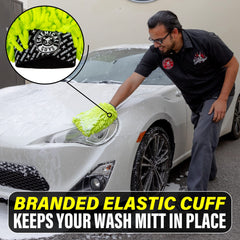 Chemical Guys Chenille Premium Wash Mitt 2-pack safe on chrome and glass surfaces