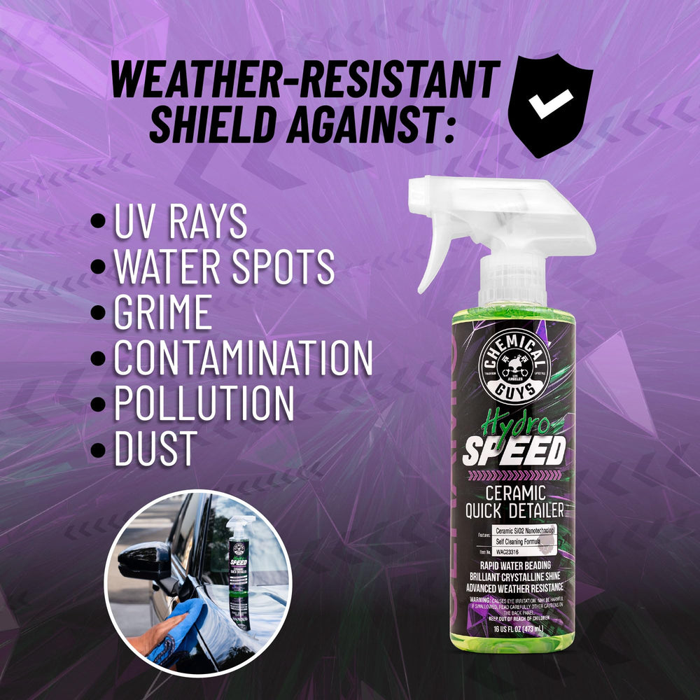 Chemical Guys HydroSpeed on glass delivering streak-free clarity and easy maintenance.