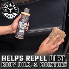 Chemical Guys Leather Cleaner and Serum kit packaging opened for use.