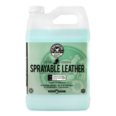 Chemical Guys SPI_103 leather cleaner bottle demonstrates dual cleaning and conditioning action for leather surfaces