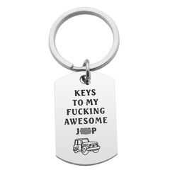 CHENVA car lover keychain in polished stainless steel, durable daily carry for car enthusiasts.