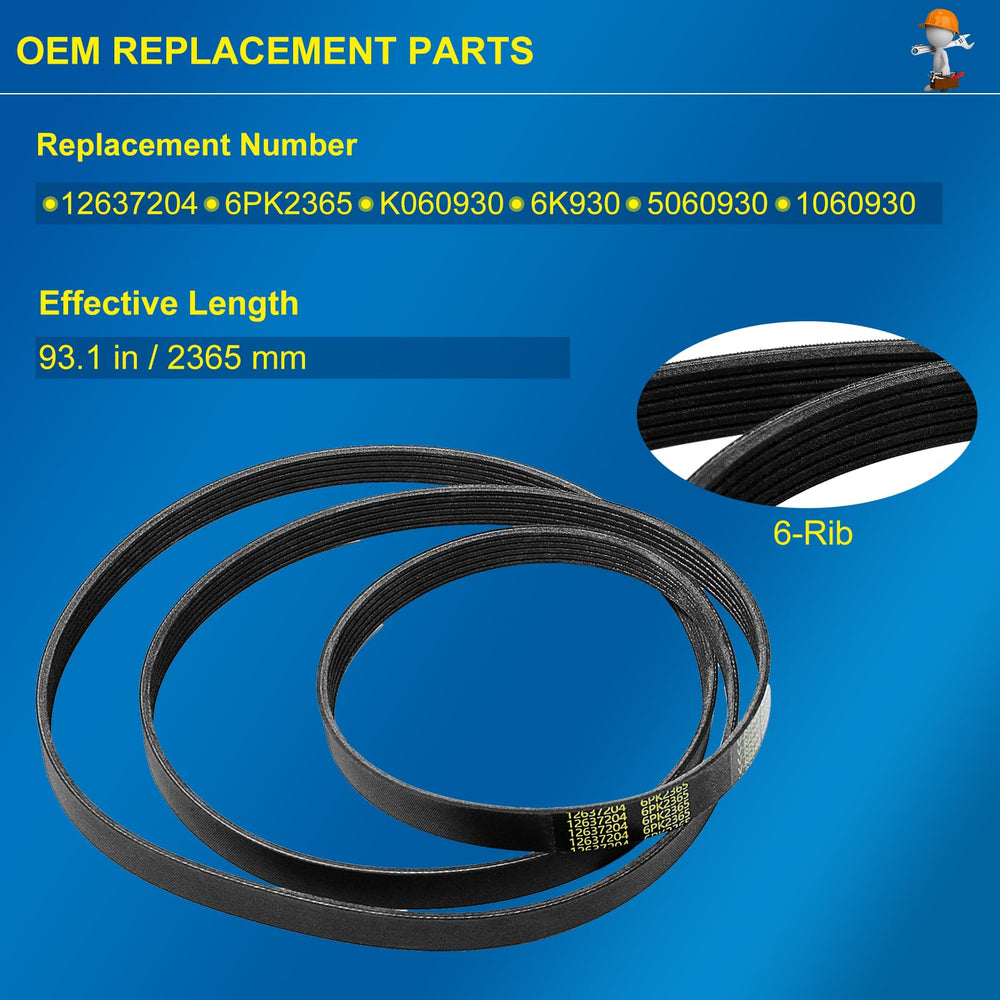 Cheyia serpentine belt provides quiet operation with a secure 6-rib design.