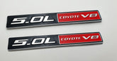 ChezMax 5.0L Coyote V8 emblem front view, durable metal with subtle shine