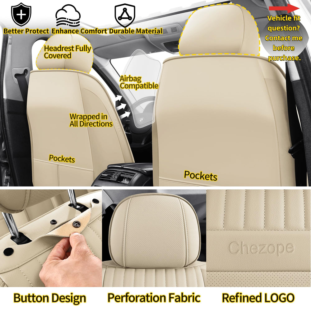 Chezope beige leather rear-right seat cover completes full-set protection.
