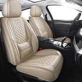 Chezope leather seat covers front pair with Beige Diamonds protect seats and elevate style.