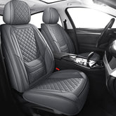 Chezope leather seat covers front pair with grey diamonds for durable protection and refined look.