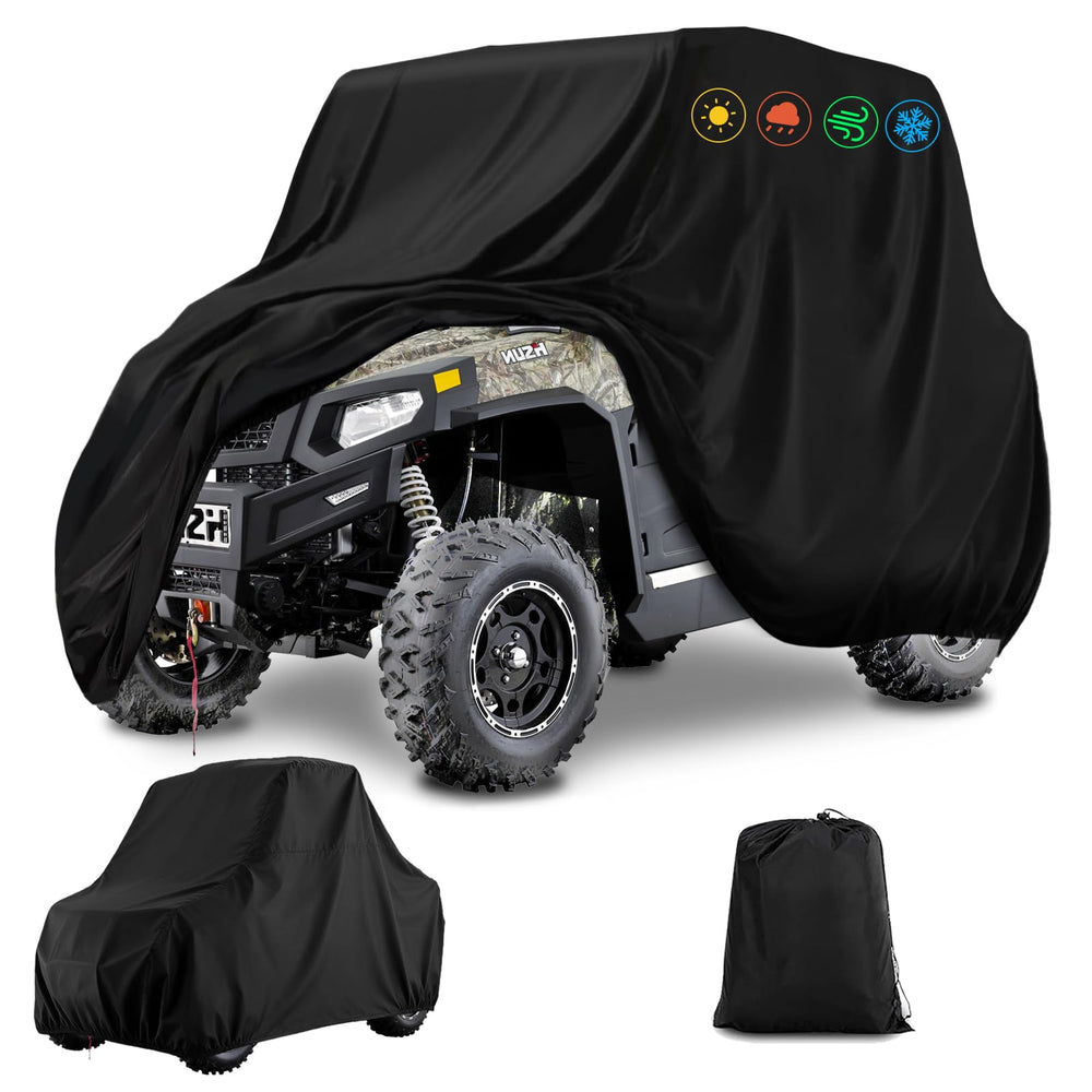 Chikia UTV cover with 420D waterproof fabric protecting against rain