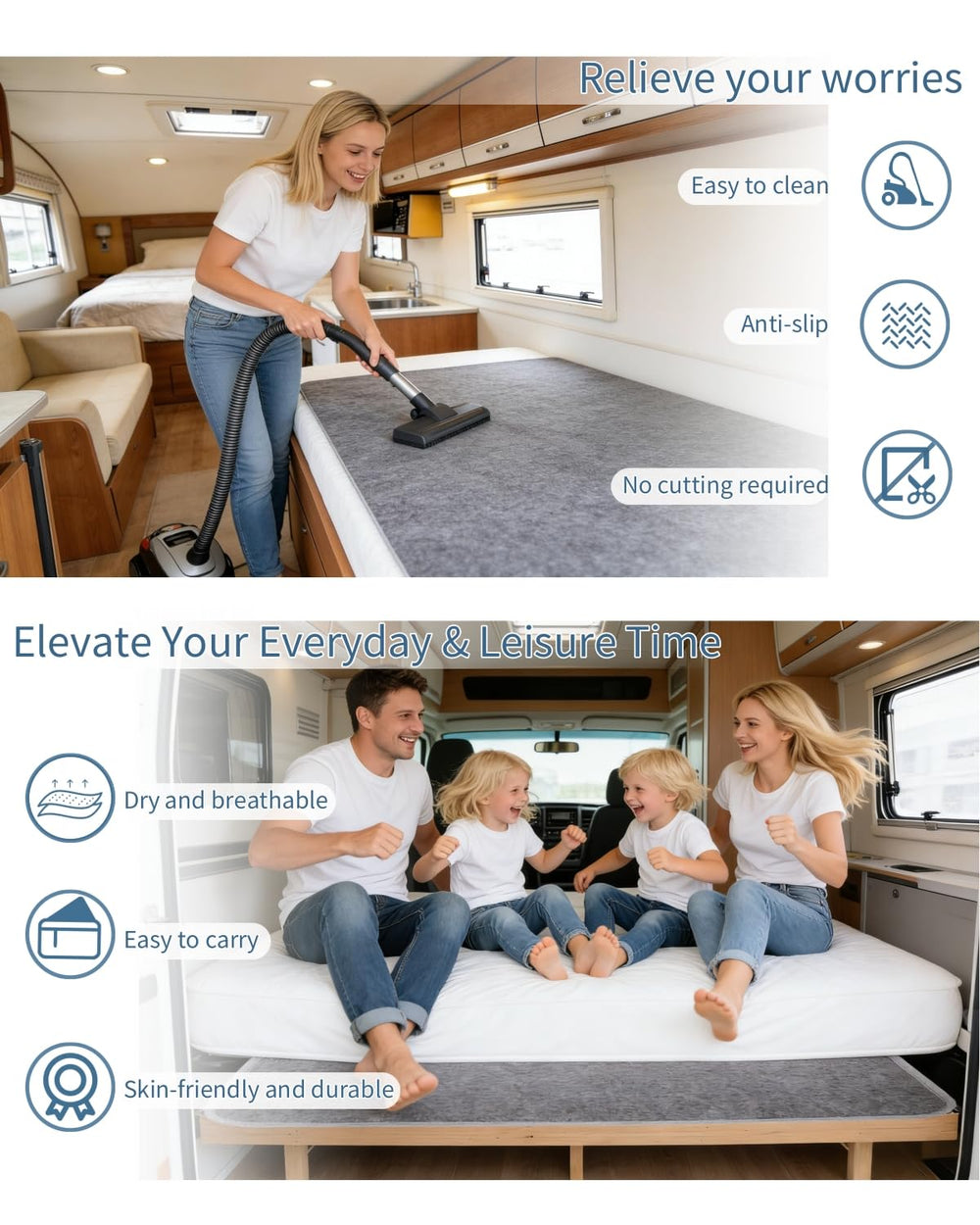 Chimelva versatile underlay suitable for RVs, boats, trailers, and home bedrooms.