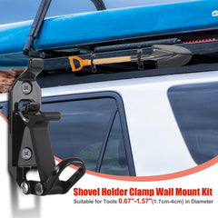 ChimimeDecor track bed rack mount secures rakes and hoses for transport.
