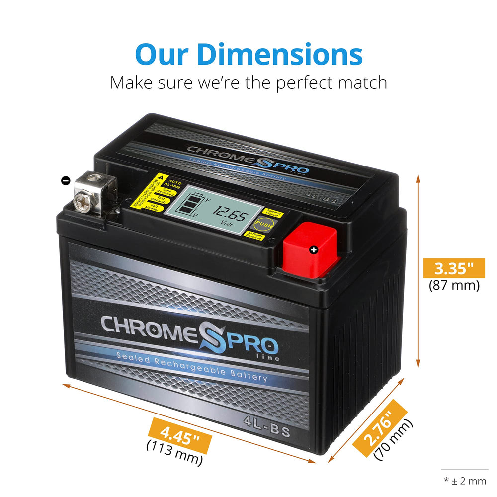 Chrome S Pro iGel YTX4L-BS battery features gel electrolyte for enhanced resilience