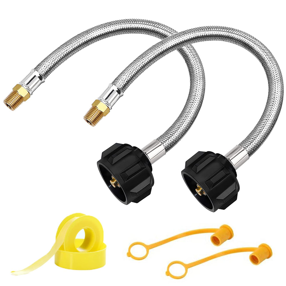Chulan 2-pack 12in braided propane hose for durable outdoor connections.