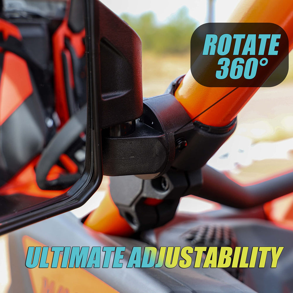 Chupacabra Offroad UTV adjustable mirror enhances awareness across rocky terrain