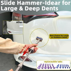 Chymogul paintless repair tools in action on a vehicle panel.