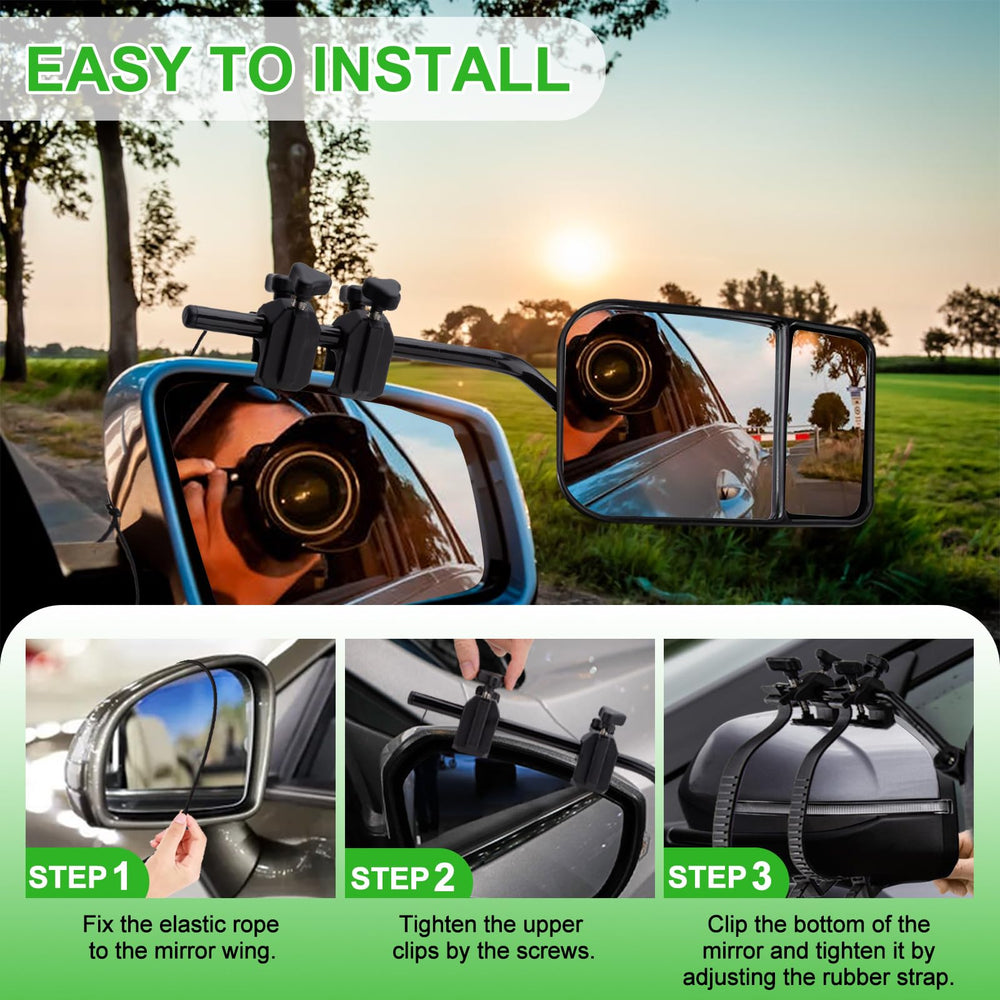 CICMOD easy clip-on installation with elastic rope secures mirrors firmly while driving.
