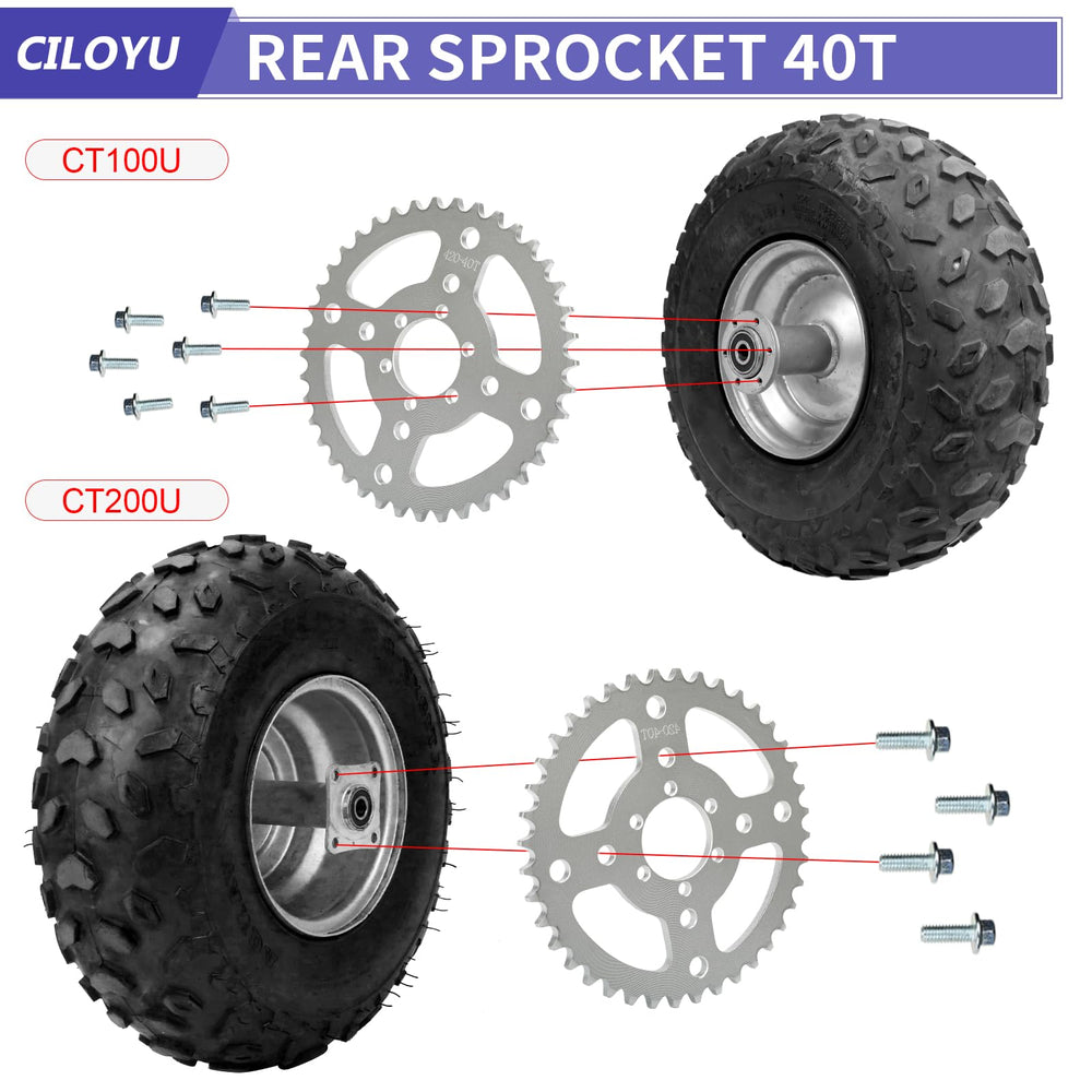 CILOYU 420 chain 40t sprocket side view highlights mounting holes for versatile install