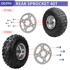 CILOYU 420 chain 40t sprocket side view highlights mounting holes for versatile install