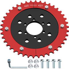 CILOYU 420 sprocket 42-tooth split design for smoother high-speed chain action.