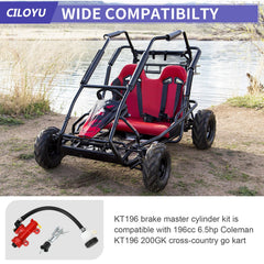 Installation guide visual for the CILOYU KT196 brake kit and bleeding steps.