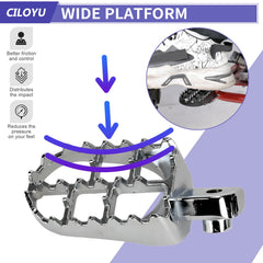 CILOYU foot pegs 28-tooth anti-slip design enhances traction on damp days