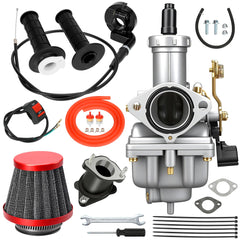 CILOYU PZ27 carburetor kit shown with essential parts for 125–250cc engines.