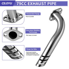 Close-up of TIG welded flange on the CILOYU exhaust kit for durability