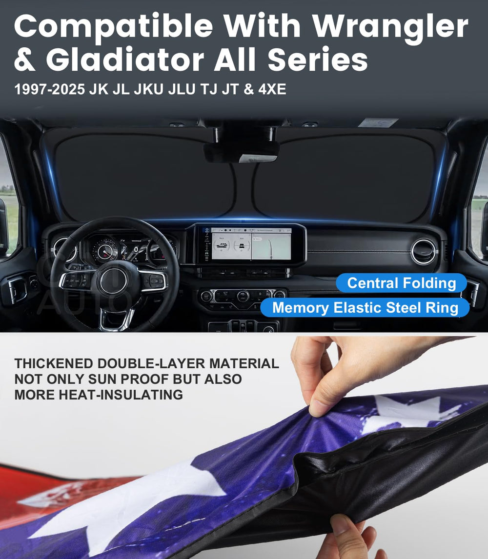 CIMIAUTO privacy sunshade shields the dashboard and steering wheel from sun exposure.