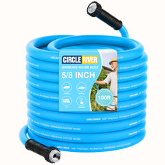 CircleRiver RV Water Hose 100ft with aluminum fittings provides secure connections.