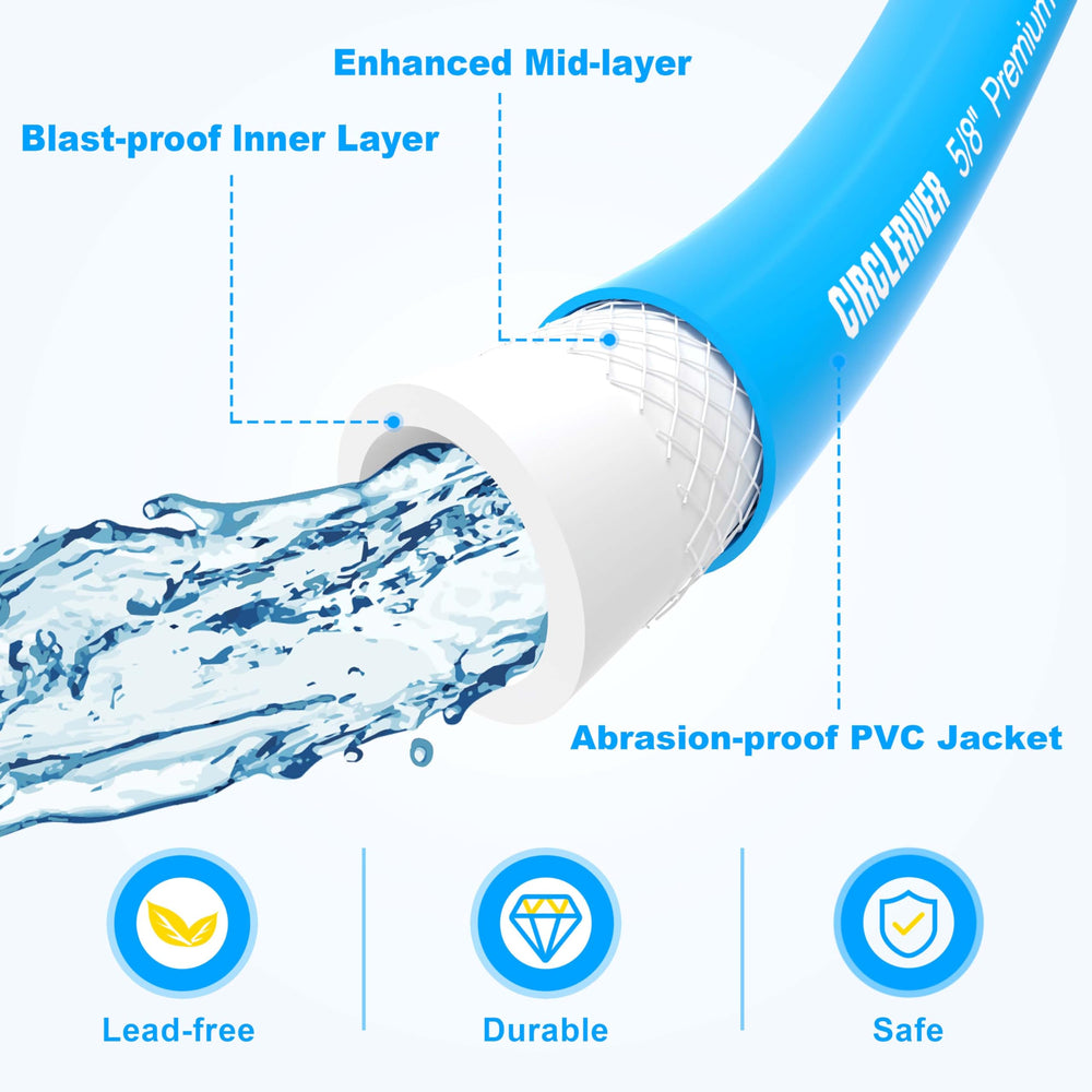 Anti-kink design minimizes tangles and leaks under high water pressure.