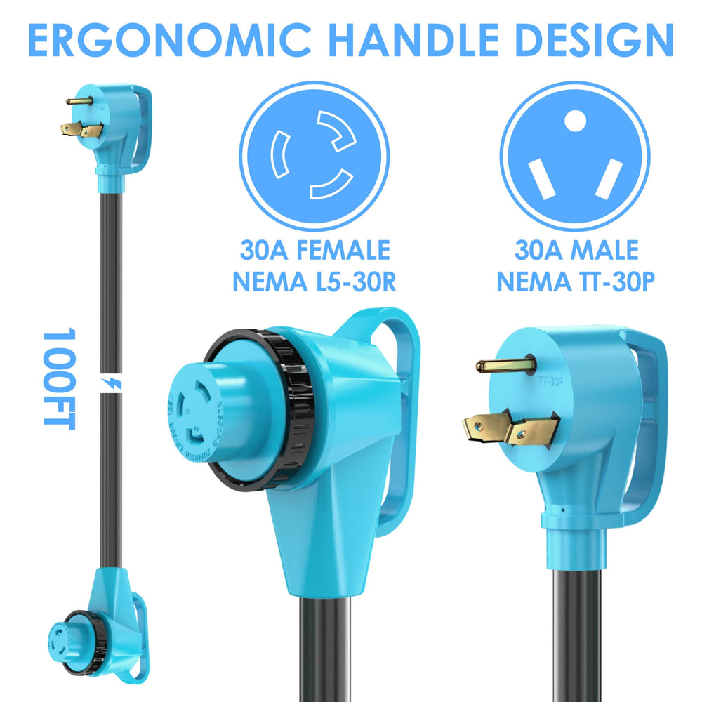 CircleCord 90-degree right-angle connector reduces strain on cords and outlets.