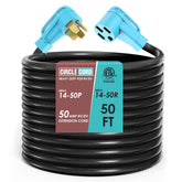 CircleCord ETL listed 50A 50ft extension cord ready for RV and EV charging.