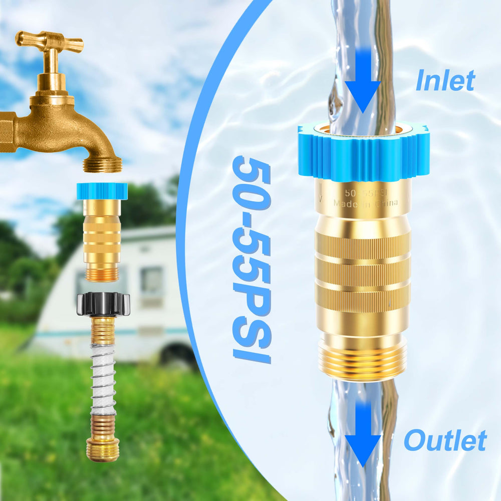 CircleCord RV Hi-Flow regulator with inlet filter prevents impurities from clogging.
