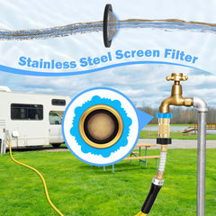 CircleCord RV regulator in use during camping, supporting steady showers.
