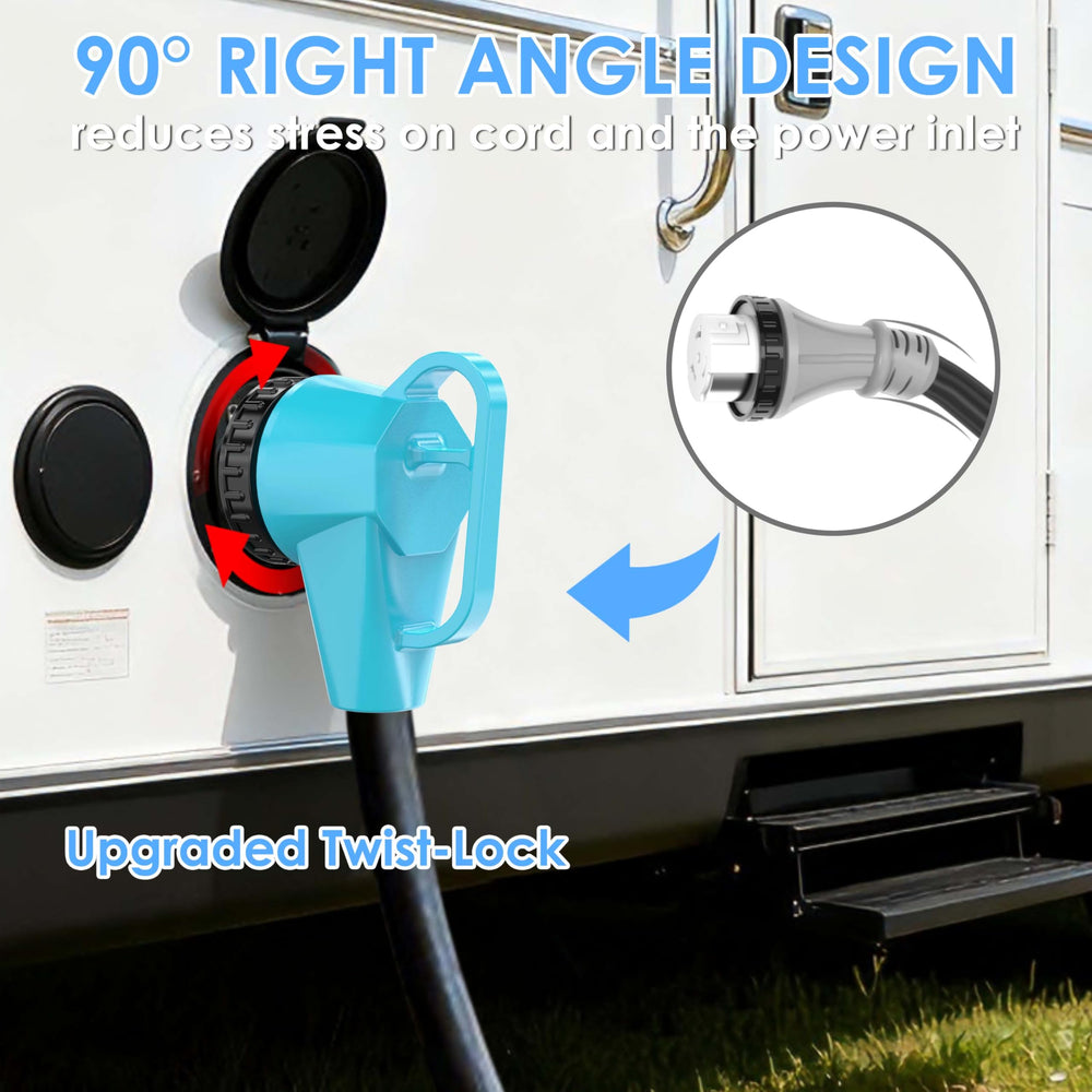 CircleCord twist-lock female end provides weatherproof, secure connection.