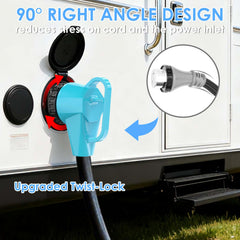 CircleCord twist-lock female end provides weatherproof, secure connection.