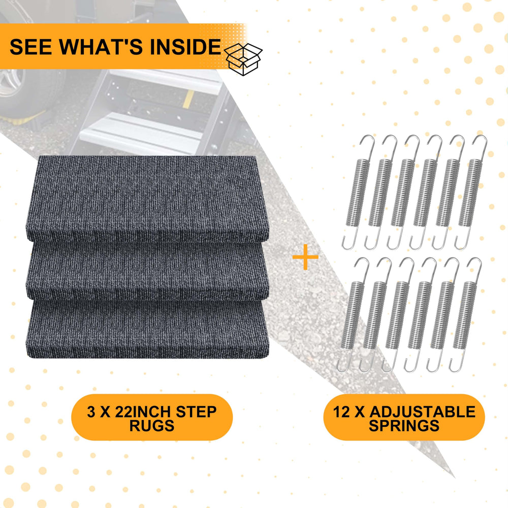 CircleRoad RV step cover during easy installation with grommets and springs.