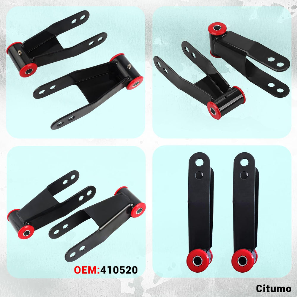 Citumo 2in rear lowering shackle inside vehicle context illustrates updated ride height